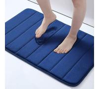 Greenfields Set of 3 Memory Foam Bath Mats, Soft and Comfortable, Super Water Absorption, Non-Slip, Thick, Machine Wash, Easier to Dry for Bathroom Bath Floor Rug, Super Cosy (Blue)