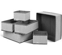 Greenfields Set of 6 Drawer Organisers - Perfect for Wardrobes, Cupboards and Drawers - Dividers for Closet Storage, Perfect for Socks, Tshirts, Bras, Underwear, Shirts, Socks and Much More