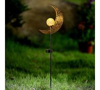 Greenfields Solar Lights Outdoor Garden Lanterns - Torch, Moon, Sun, Star Waterproof Metal Lantern - Decorative White LED Crackle Glass Globe Light Stake for Pathway, Patio, Lawn Garden Ornaments
