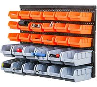 Greenfields Storage Bins Wall Mounted - Tool Organiser Garage Shelving - DIY Workshop for Home Garage Tool Rack Plastic Drawers - Backboards Storage Bin Compartments (30pc)