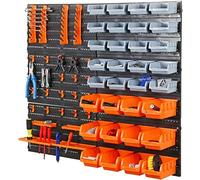 Greenfields Storage Bins Wall Mounted - Tool Organiser Garage Shelving - DIY Workshop for Home Garage Tool Rack Plastic Drawers - Backboards Storage Bin Compartments (66pc)