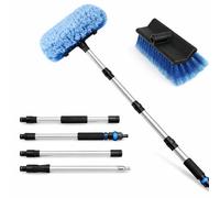 Greenfields Telescopic Car Wash Brush 65" Extendable Water Fed Cleaning Brush with Soft Bristles and Aluminum Handle for Cars RV Trucks Boats Windows Solar Panels Outdoor Use
