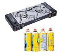 Greenfields Two-Burner Portable Stove - Gas Powered, LPG Fuel, 3500W, Aluminium, Strong & Durable, Easy Ignition, Efficient Cooling, 2-Burner Cooktop, Portable for Camping, BBQ, Picnics