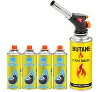 Greenfields Ultra-Light Culinary Torch - Professional Piezo Ignition for Kitchen, BBQs, Desserts, Caramelizing, Browning, & Meat Preparation - Blow Torch + 4 Gas Refills