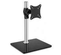 Greenfields Universal Monitor Stand for 12" to 27" Screens, Adjustable Desktop Monitor Mount with Black Glass Base, Swivel & Tilt Screen Holder, VESA Compatible Computer Stand for Home Office Desk