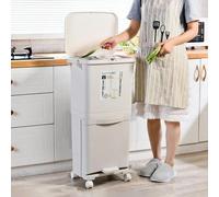 Greenfields White 38L All in One Recycling Waste Pedal Bin - Recyclable Compartments - High Capacity Garbage Can with Vertical Waste Separation - Space Saving Design (White)