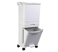 Greenfields White 42L All in One Recycling Waste Pedal Bin - 4 Recyclable Compartments - High Capacity Garbage Can with Vertical Waste Separation - Space Saving Design (White)