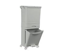 White 42L All in One Recycling Waste Pedal Bin - 4 Recyclable Compartments - High Capacity Garbage Can with Vertical Waste Separation - Space Saving Design (Grey)