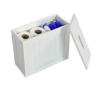 Greenfields White Wooden Bathroom Multi Purpose Storage Unit Laundry Hamper Toilet Cleaning Tidy Box Unit Cupboard Space Saving Design Keeps Bathroom Tidy & Organised