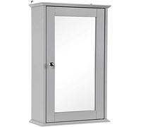 Wooden Single Double Door Mirrored Bathroom Cabinet Shelf Bathroom Furniture Organizer (Grey, Single Door)