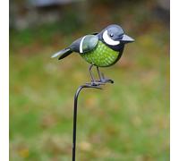 Greenfinch on Stick Metal Garden Ornament Stake Robin Statue Tin Decoration | British Bird Watcher Gardening Large Gift