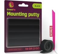 GreenFix Black Sticky Tack - 2oz Removable & Reusable Adhesive Putty - No Damage - Tacky Putty for Wall Hanging, Crafting, Collectibles