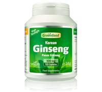 Greenfood Korean Ginseng (red Ginseng), 100 mg, 120 Capsules, high dose - Root Extract with 30% saponins. Without Artificial additives, Without Genetic Engineering. Vegan.