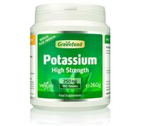 Greenfood Potassium, 250 mg,180 Tablets - contributes to Normal Nervous System Function, Muscle Function and Blood Pressure. Without Artificial additives. Without Genetic Engineering. Vegan.