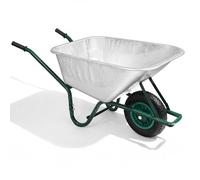 GreenGuard 100L Galvanised Garden Wheelbarrow - 165kg Load Large Capacity Heavy Duty Steel Cart with Pneumatic Tyre, Easy Grip Handles Home Garden Trolley Cart Barrow for Garden DIY, Outdoor Tasks