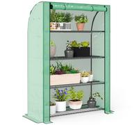 Greenhouse 120x50x170cm Green Steel & PE Cover 4-Tier Wire Shelves Zipped Rollup