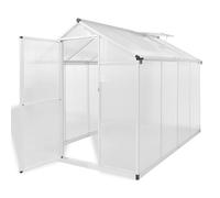 Greenhouse 242x190x195cm Green Aluminium Frame 3.8mm PC Panels 4.6m² Base Vent.
