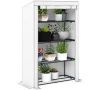 Outsunny 4 Tier Lean-To Mini Greenhouse With Reinforced Pe Cover, Grey Grey