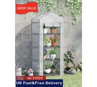 Outsunny Mini Greenhouse 4-Tier Portable Plant House Shed Pe Cover In Ivory Ivory