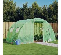 Greenhouse 4x2x2 m Green PE Cover, Galvanised Steel Frame, Roll-up Door, 4x40cm