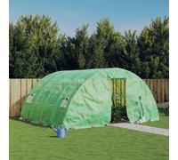 Greenhouse 5x4x2.3m Green PE Cover Galvanised Steel Frame Zipper Door Windows UV