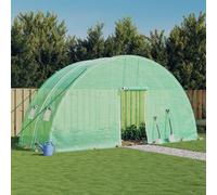 Greenhouse 6x2x2.85 m Green PE Cover & Galvanised Steel Frame, Roll Door Zipped
