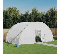 Greenhouse 6x4x2.85m White PE Cover Galvanised Steel Frame Zip Door Mesh Roll-up
