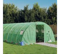 Greenhouse 8x4x2m Green PE Cover Galvanised Steel Frame, Roll-Up Door & Vents XL