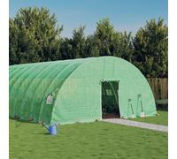 Greenhouse 8x6x2.85m Green PE Cover Galvanised Steel Frame 48m² Roll Door 2zips
