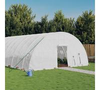 Greenhouse 8x6x2.85m White PE Cover Galvanised Steel Frame Zip Door 4 Windows UV