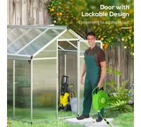 Outsunny 8X6Ft Aluminium Greenhouse With/ Door Window Galvanised Base Pc Panel