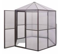 Greenhouse Aluminium Brown Grow Plants Growhouse Slide Door Structure vidaXL