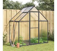 Greenhouse Anthracite 169x114x195 cm Aluminium PC 4mm Panels Base Frame Gutters