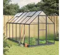 Greenhouse Anthracite Aluminium 334x169x202cm Polycarbonate Panels 4mm with Base