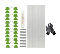 Greenhouse Arch Support Hope Frames, 18 Piece Fiberglass Frame Set - Plant Cover Support Hopes with Thermometer and Gloves | Elevated Bed, Net Growing and Strawberry