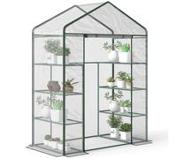 Greenhouse Clear 143x73x195cm Steel Frame PVC Cover 4-Tier 8-Shelf Walk-In Mini