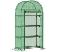 Greenhouse Cold Frame Storage Shelf Roll-Up Zip Door PE Cover Green 80x49x160cm