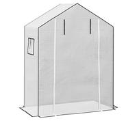Greenhouse Cover White PE 140x73x190cm Replacement with Roll-Up Door & Mesh UVR