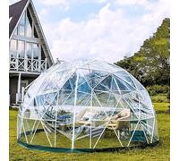 Greenhouse Garden Tent, PVC Bubble Tent for 4-8 Persons, Clear Camping Cabin with 2 Light Strings for Family Backyard Parties