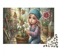 Greenhouse Girl 1000 Piece Jigsaw Tending Lilies As A Gift Mental Relaxation Birthday Present for Mum Senior Leisure Enthusiasts 70x50cm/1000pcs