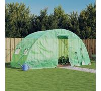 Greenhouse Green 5 x 2 x 2.3 m PE Cover Galvanised Steel Frame 4 Windows Roll-Up