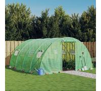 Greenhouse PE Galvanised Steel Frame Green 4x4x2 m 16m² Zip Door Windows MeshUK