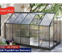 Outsunny 6x10ft Walk-In Polycarbonate Greenhouse Plant Grow Galvanized Aluminium | TJ Hughes