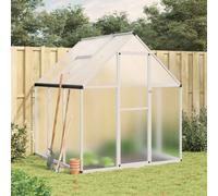 Greenhouse Silver Aluminium Polycarbonate 169x169x195cm 4mm Vent Door BaseFrame