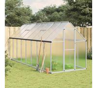 Greenhouse Silver Aluminium Polycarbonate 445x169x195cm Galvanised Walk-in Base