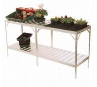 Greenhouse Staging 6' Long x 2 Tier Slatted Staging, 20" Wide, 34" High, Aluminium Workbench