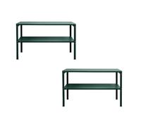 Greenhouse Staging Shelving Unit 2 Tier Free Standing Galvanised Steel 115cm Plant Pot Shelf For Greenhouses UK (2 Green Staging Benches)