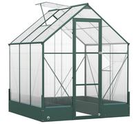 Greenhouse Transparent Green 190x190x220 cm Polycarbonate Aluminium Walk-in
