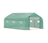 Greenhouse Walk-in 4.47x3x2m PE Cover Green Galvanized Steel 6 Windows Zip-door