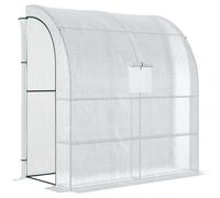 Outsunny Walk-In Lean To Wall Greenhouse W/window&door 200Lx 100W X 213Hcm In White White